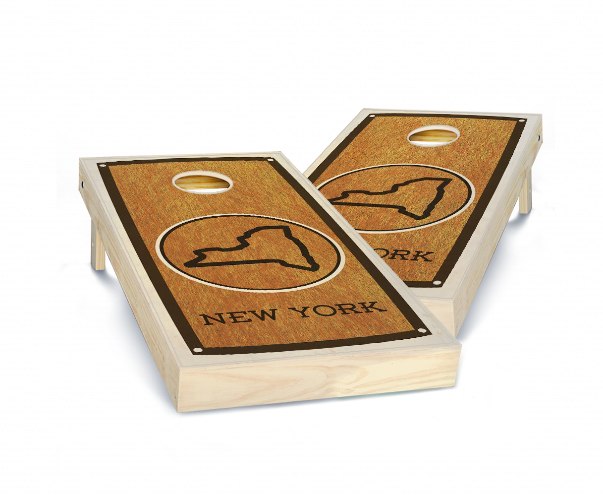 "New York" State Stained Cornhole Board