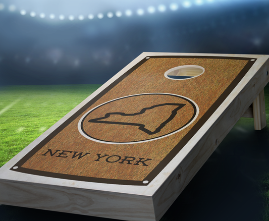 "New York" State Stained Cornhole Board