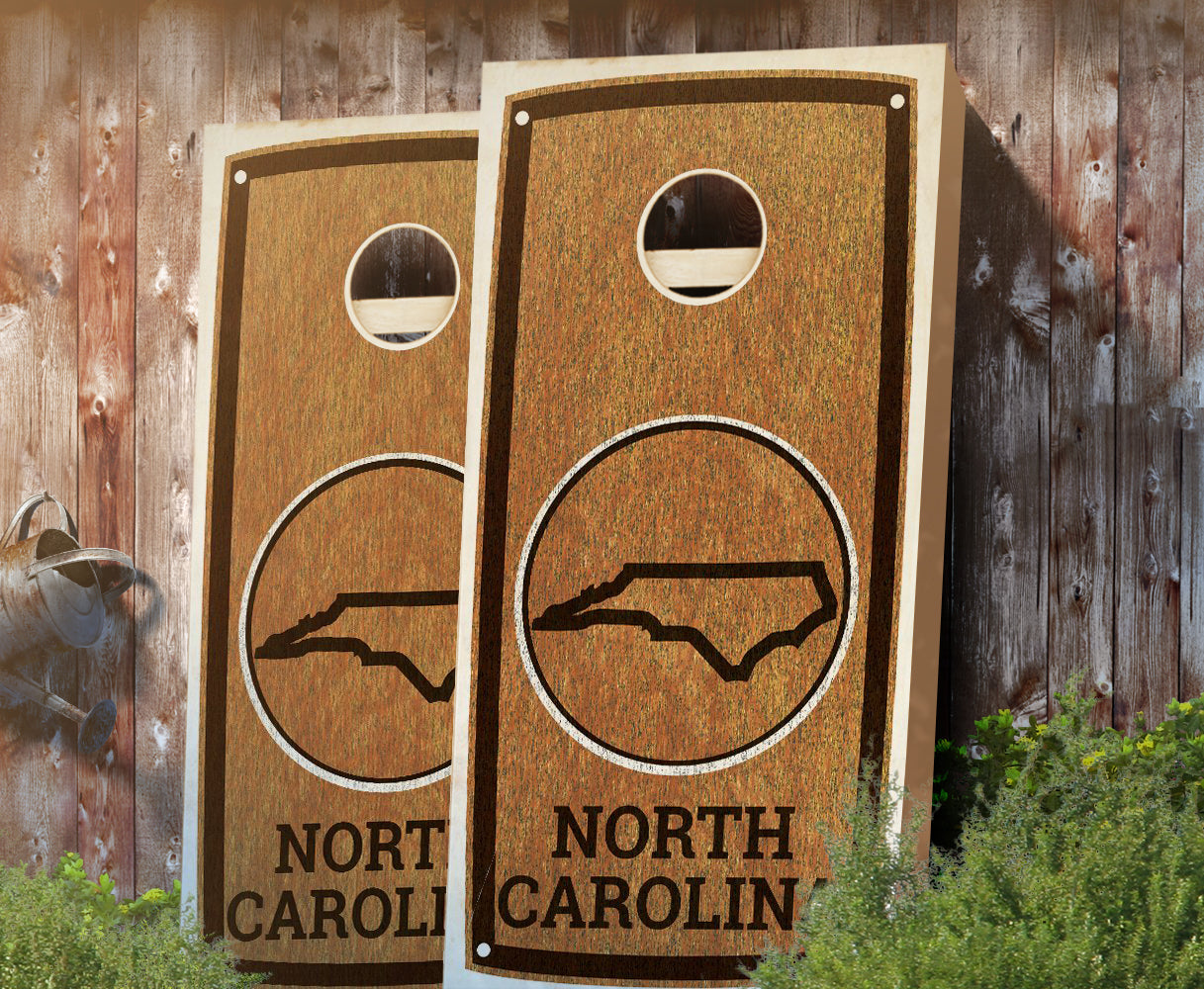 "North Carolina" State Stained Cornhole Board