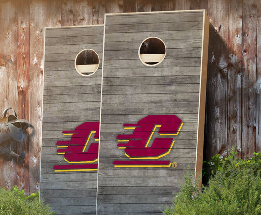 "Central Michigan Distressed" Cornhole Boards