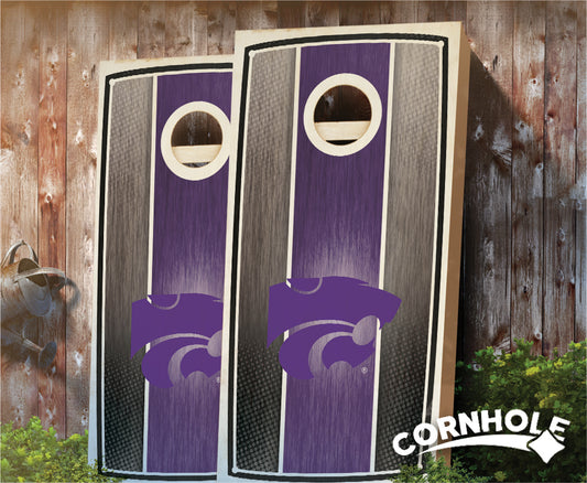 "Kansas State Stained Stripe" Cornhole Boards