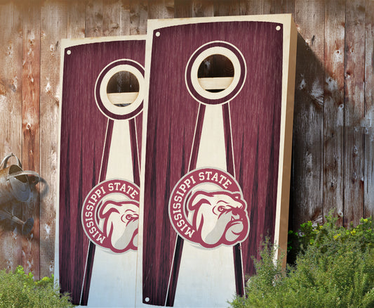 "Mississippi State Stained Pyramid" Cornhole Boards
