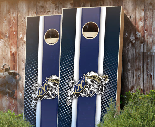 "Navy Striped" Cornhole Boards