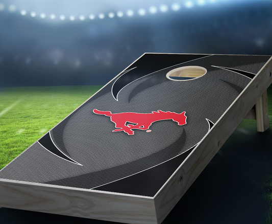 "Southern Methodist Swoosh" Cornhole Boards