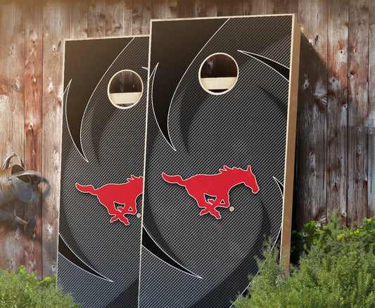 "Southern Methodist Swoosh" Cornhole Boards