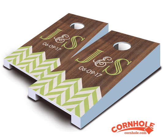 "Chevron Wedding" Personalized Tabletop Cornhole Boards