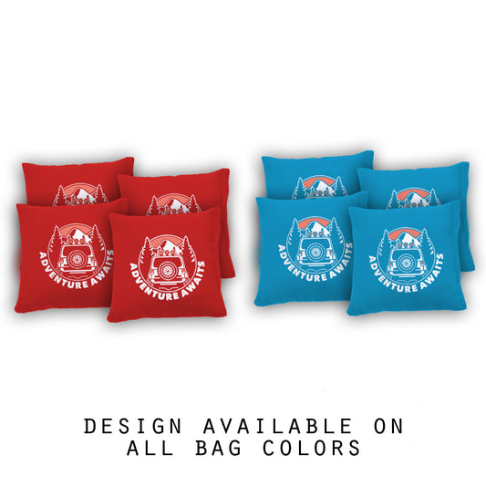 "Adventure Awaits" Cornhole Bags - Set of 8