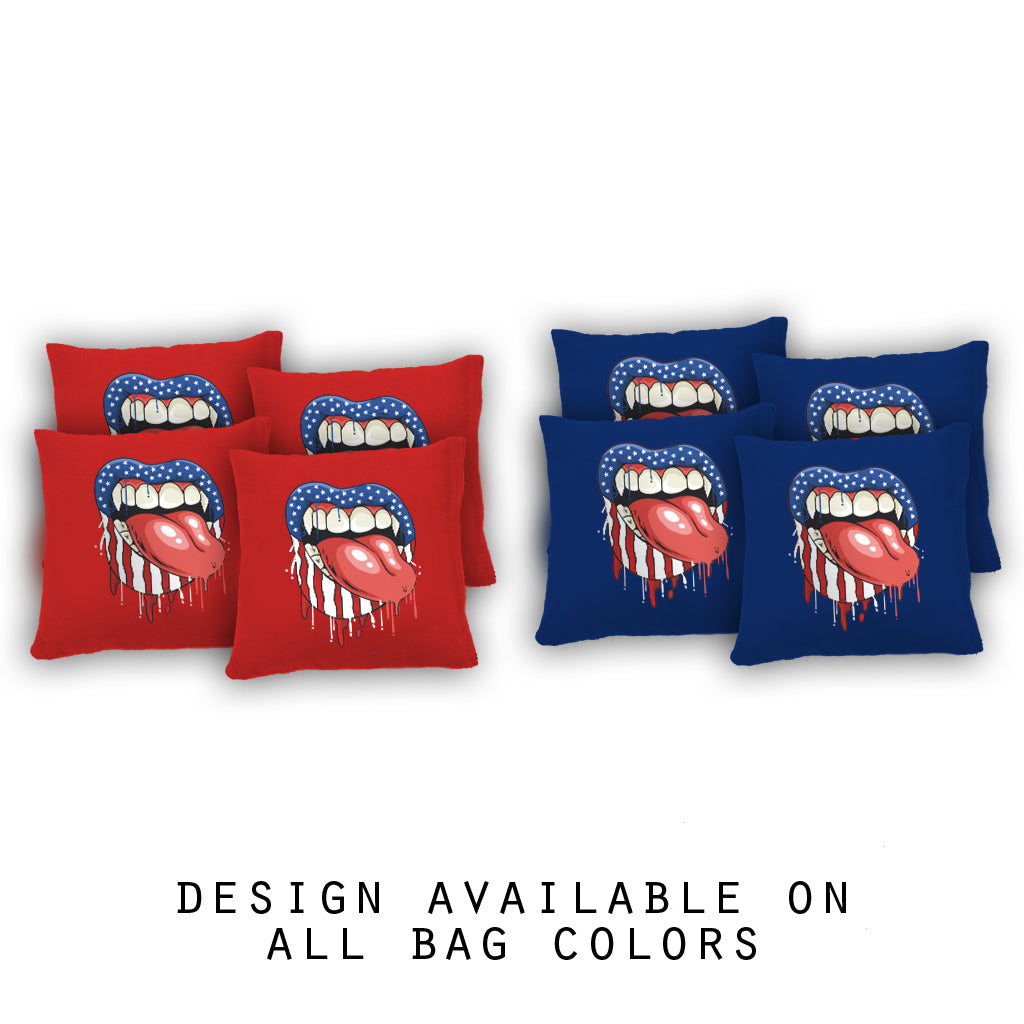 "American Flag Lips" Cornhole Bags - Set of 8