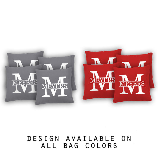 "Family Name Monogram" Cornhole Bags - Set of 8