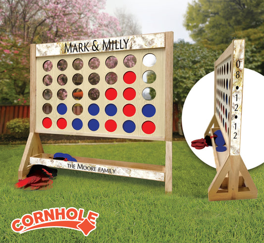 Gold Marble Wedding Personalized Fast Four Game