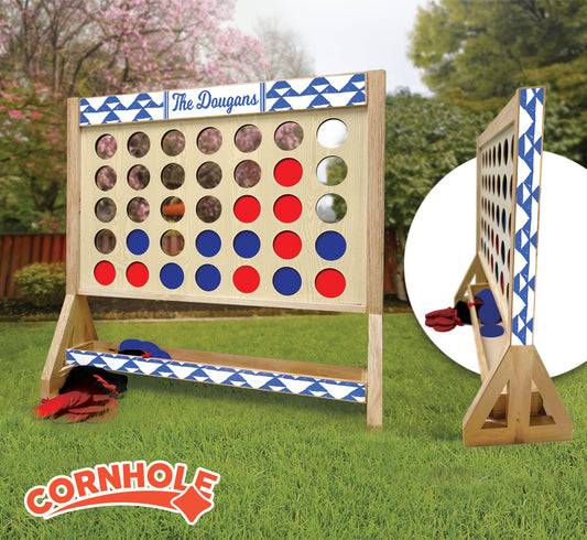 Personalized Family Blue Trendy Triangles Fast Four Game