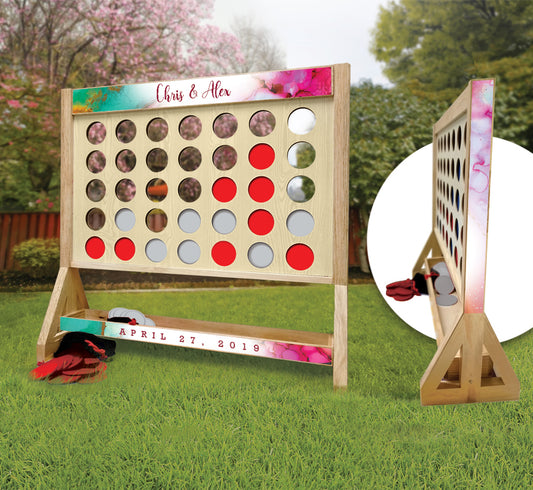 Watercolor Wedding Personalized Fast Four Game