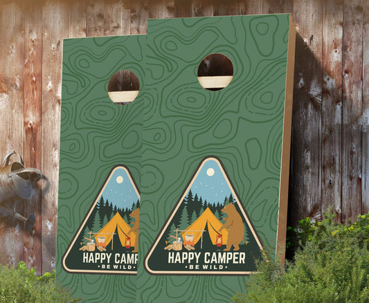 "Happy Camper Bear" Cornhole Boards