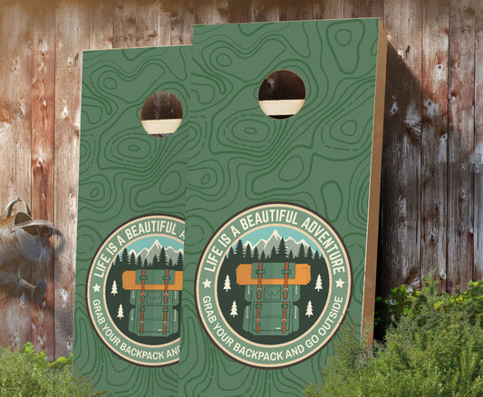 "Life Adventure Backpacking" Cornhole Boards