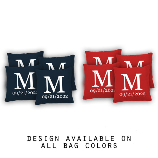 "Wedding Monogram and Date" Cornhole Bags - Set of 8