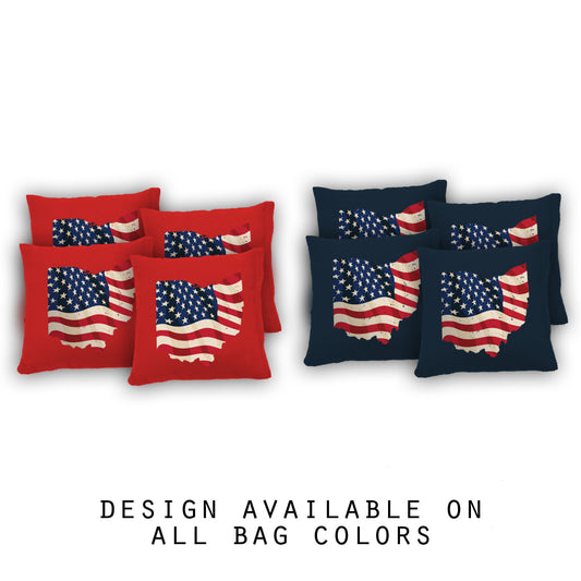 "Ohio American Flag" Cornhole Bags - Set of 8