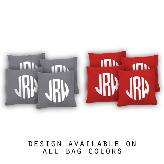 "Three Letter Block Monogram" Cornhole Bags - Set of 8