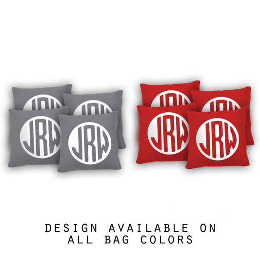 "Three Letter Circle Monogram" Cornhole Bags - Set of 8