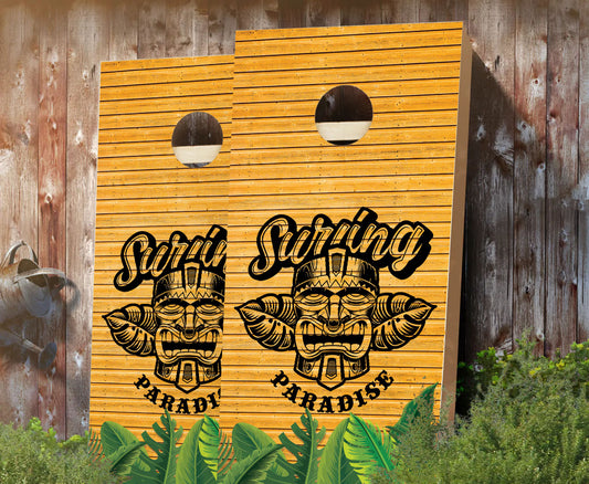 "Tiki Surfing Paradise" Cornhole Boards