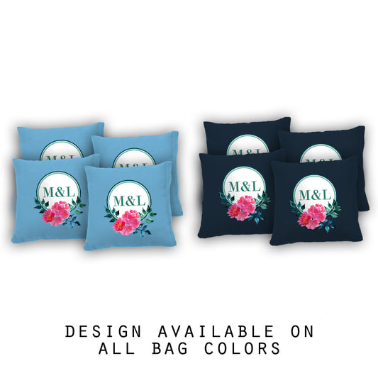 "Watercolor Monogram" Cornhole Bags - Set of 8