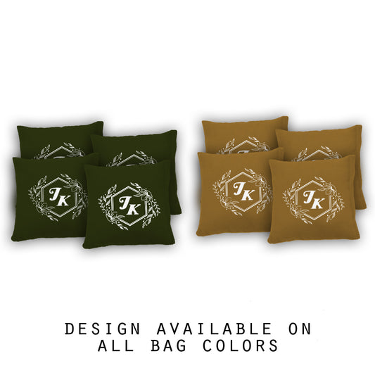 "Whimisical Hexagon Monogram" Cornhole Bags - Set of 8