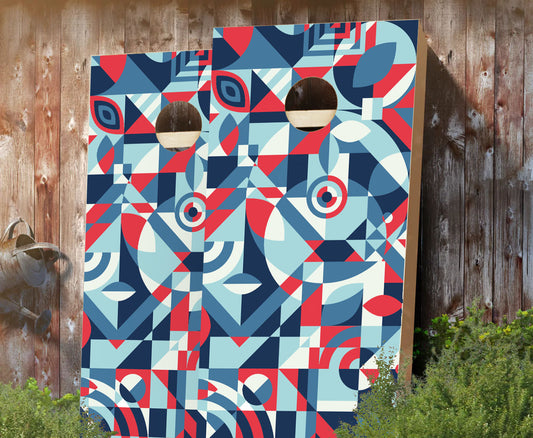 "Abstract Geometric Patriotic" Cornhole Boards