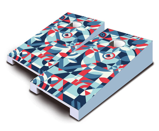 "Abstract Geometric Patriotic" Tabletop Cornhole Boards