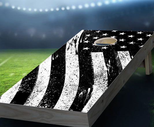 "Black and White Grunge American Flag" Cornhole Boards