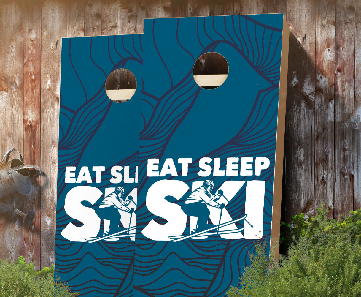 "Eat, Sleep, Ski" Cornhole Boards