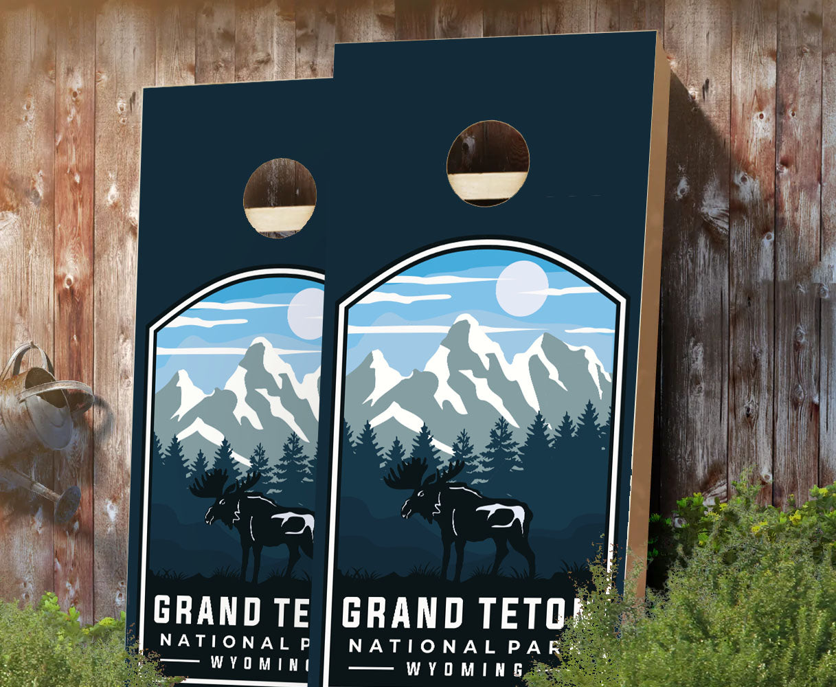 "Grand Teton National Park Badge Moose" Cornhole Boards
