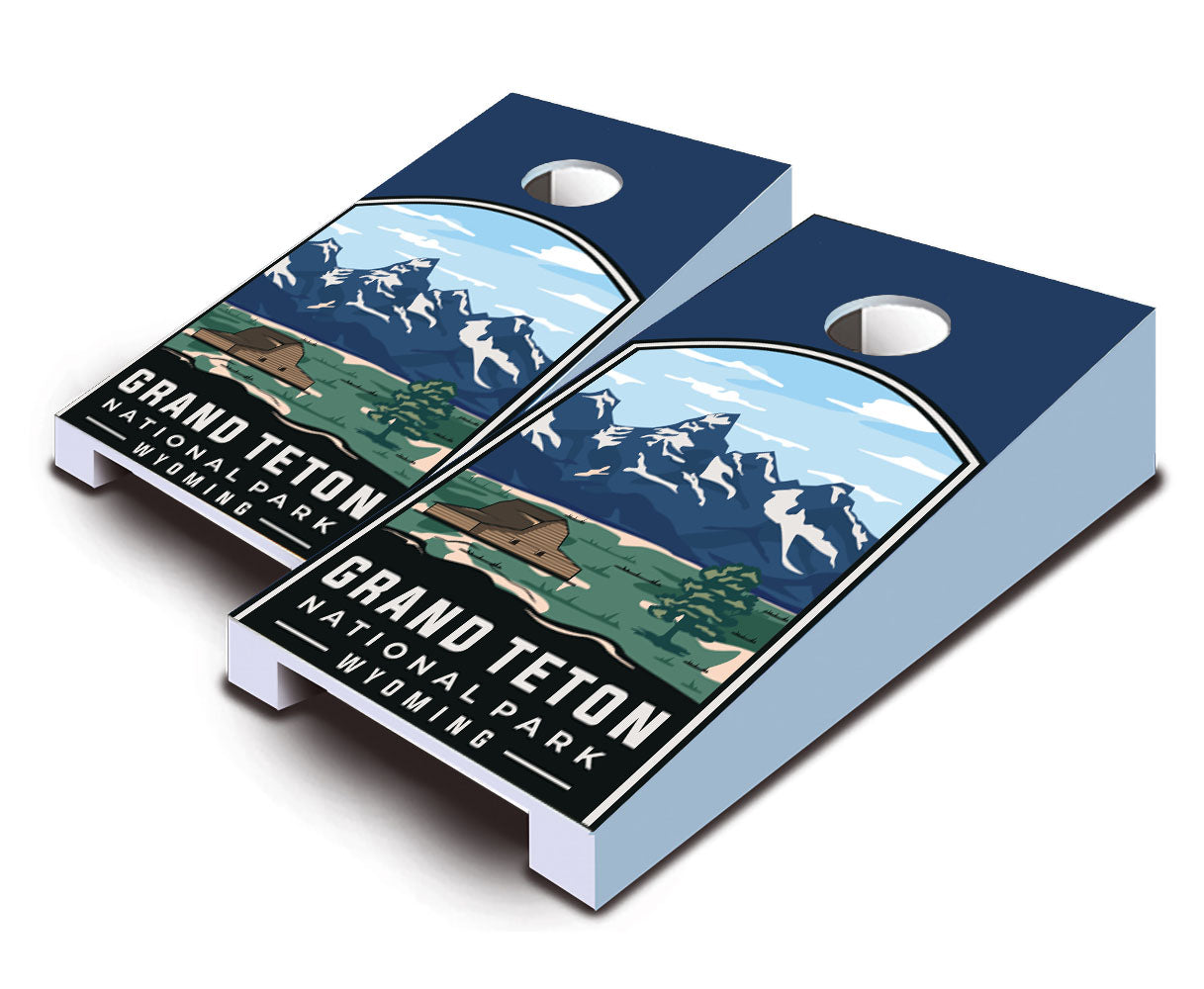 "Grand Teton National Park Badge Range" Tabletop Cornhole Boards
