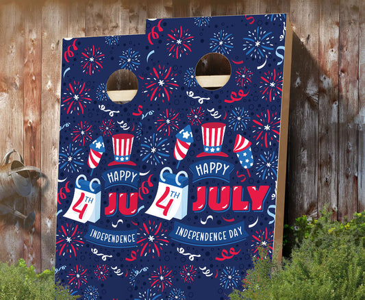 "Happy 4th of July Illustration" Cornhole Boards