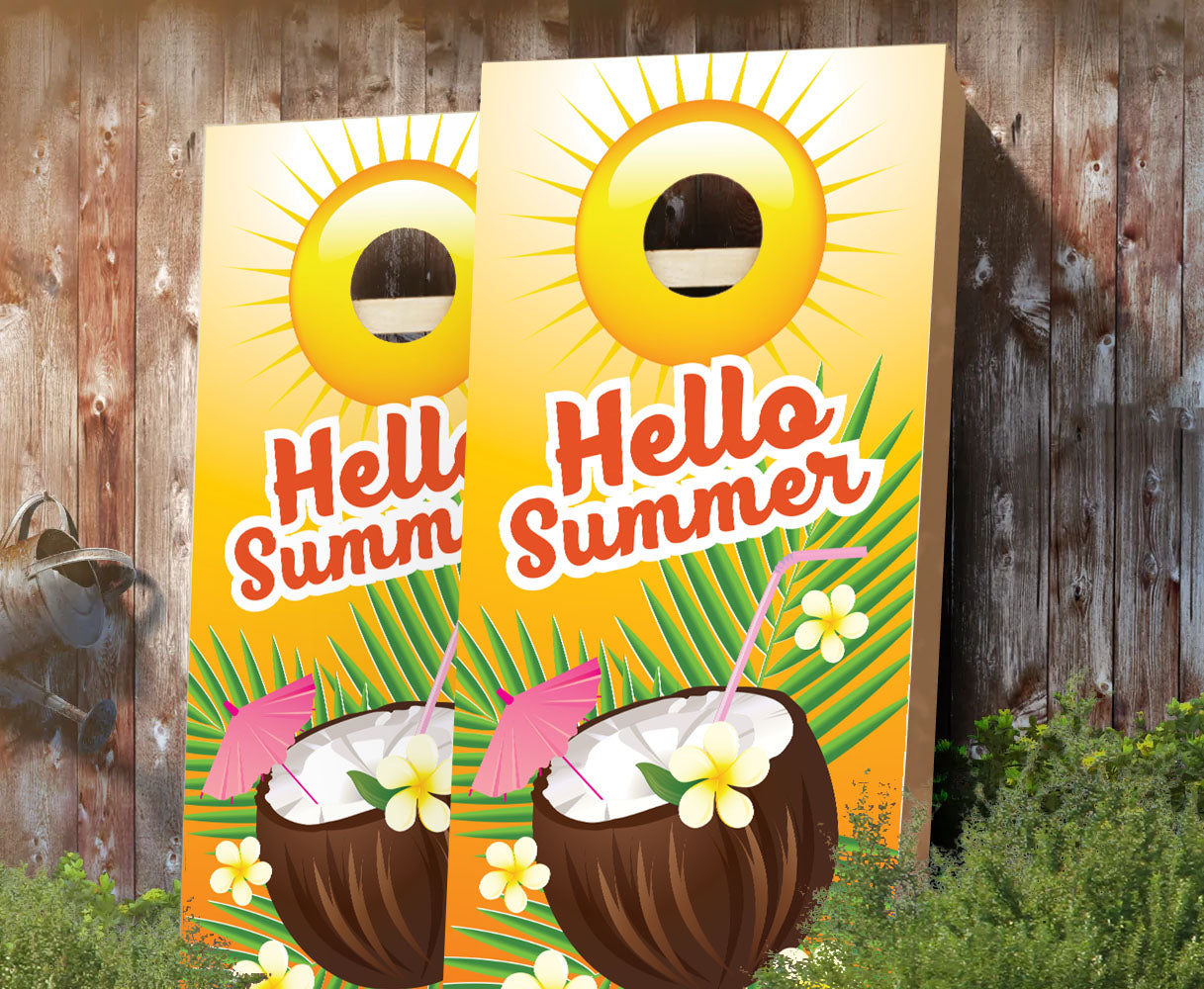 "Hello Summer" Cornhole Boards