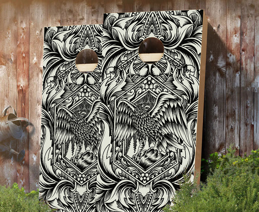 "Heraldic Eagle Line Artwork" Cornhole Boards