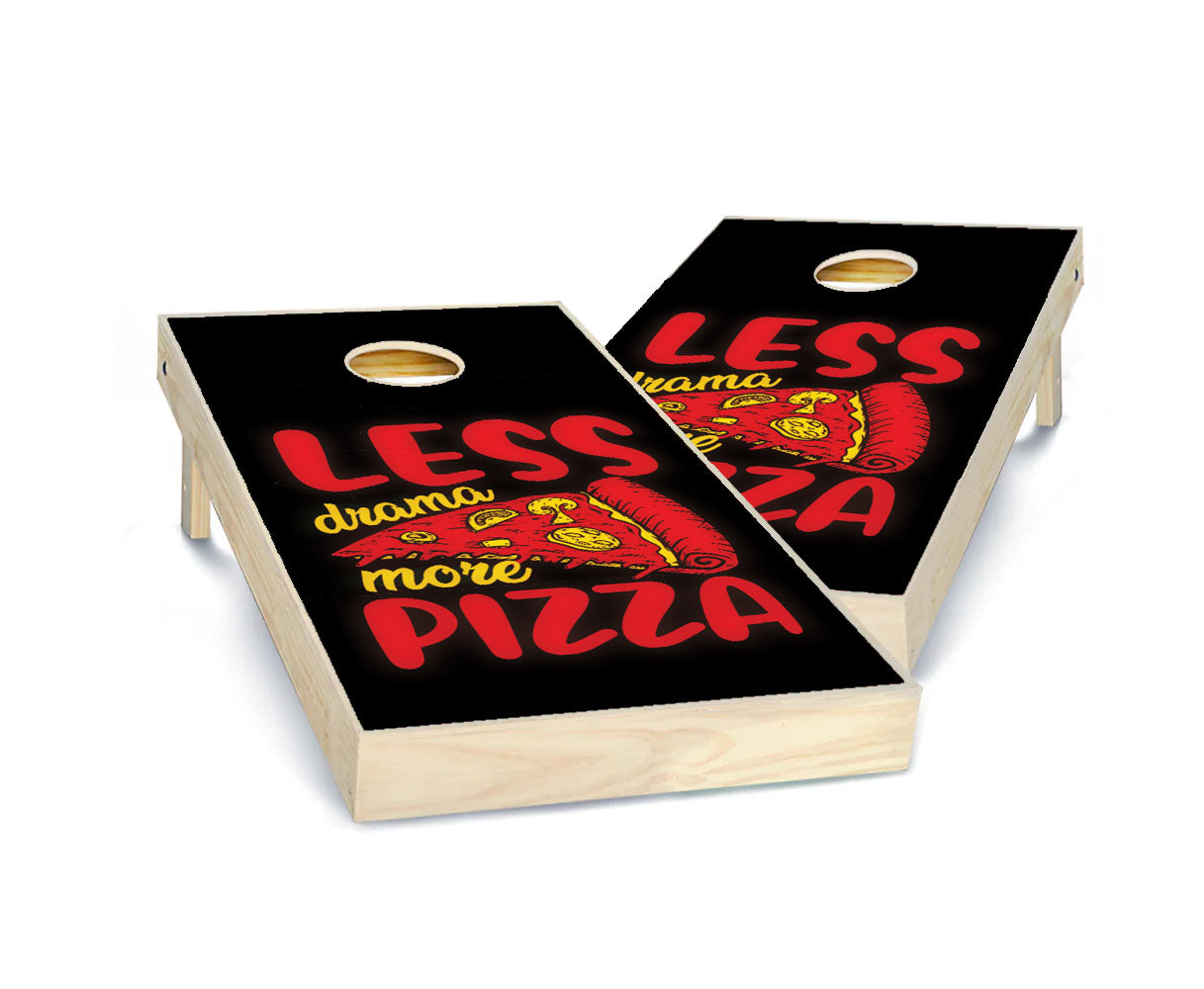 "Less Drama, More Pizza" Cornhole Boards