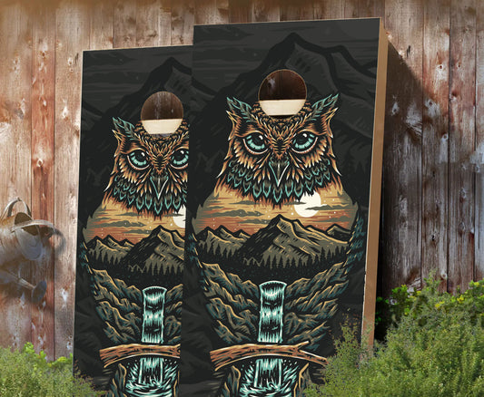 "Owl Mountain Illustration" Cornhole Boards