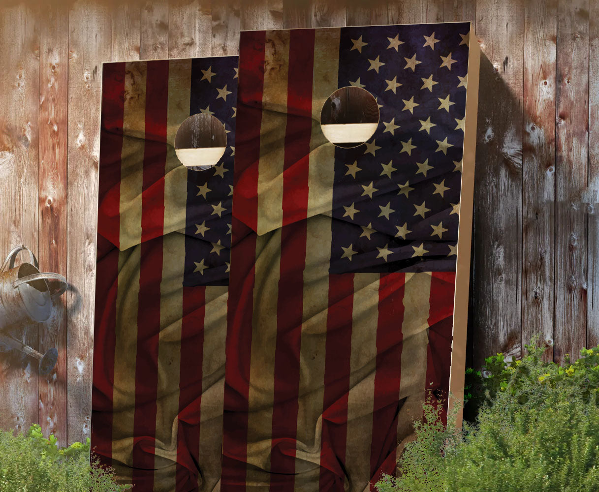 "Realistic Antique American Flag" Cornhole Boards