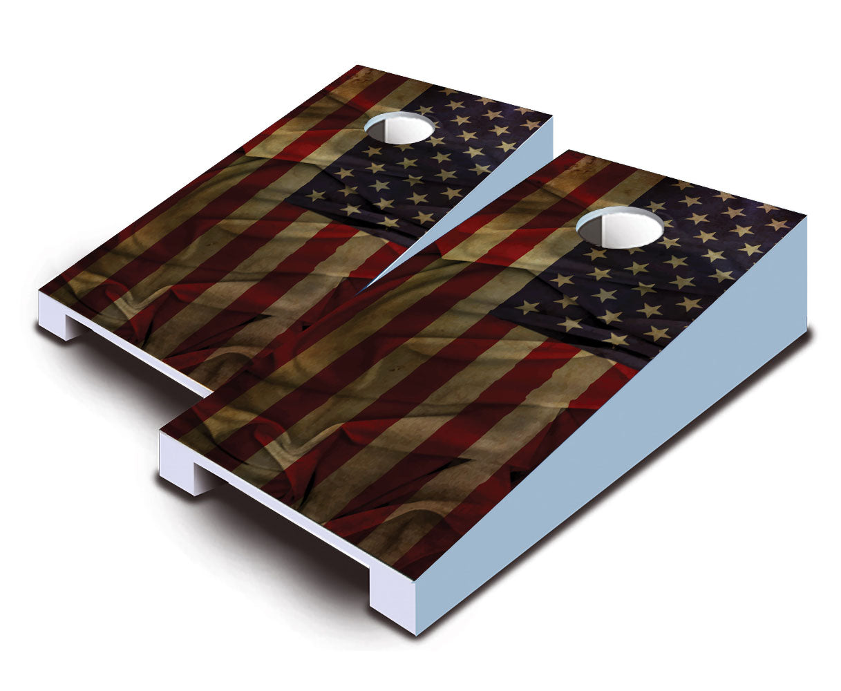 "Realistic Antique American Flag" Tabletop Cornhole Boards