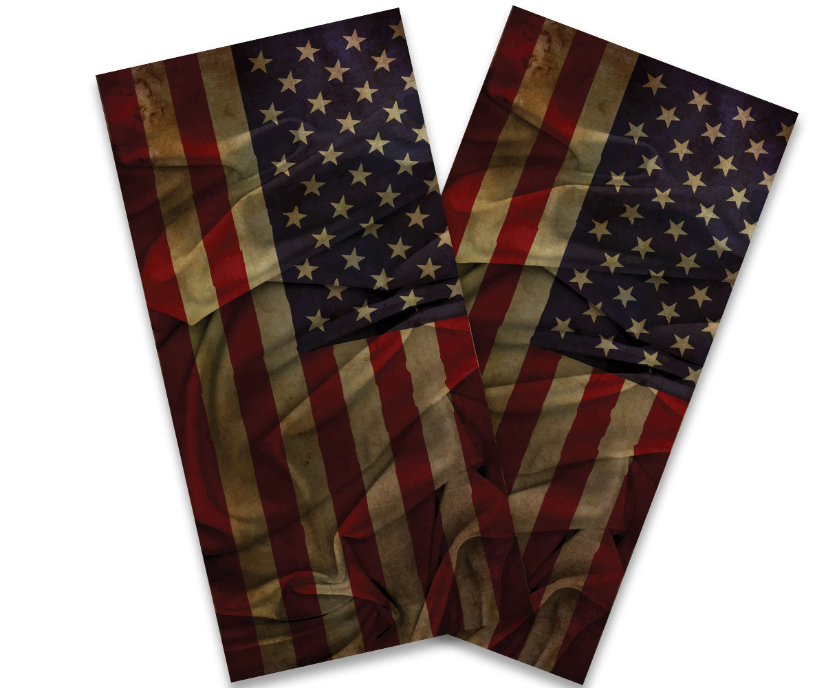"Realistic Antique American Flag" Cornhole Wrap