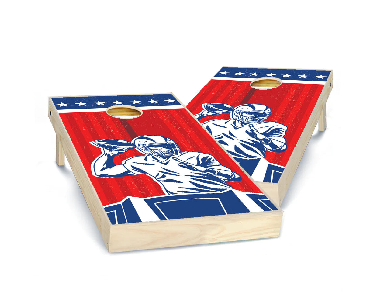 "Red, White and Blue American Football" Cornhole Boards