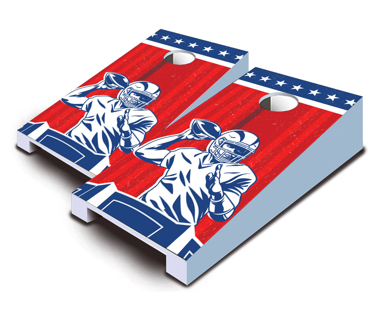 "Red, White and Blue American Football" Tabletop Cornhole Boards