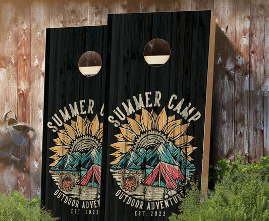 "Summer Camp Outdoor Adventures" Cornhole Boards