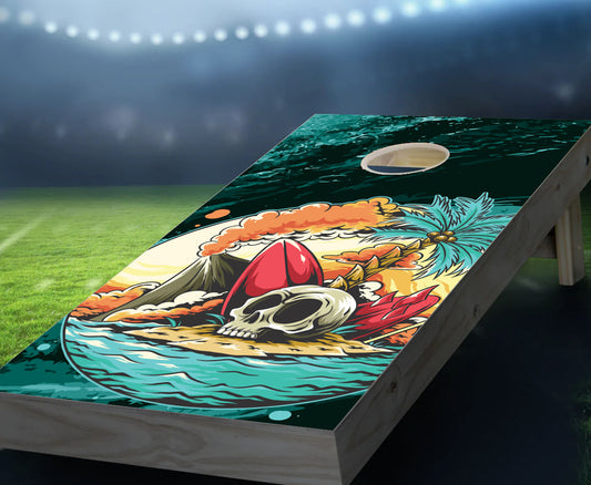 "Surfer's Skull Island" Cornhole Boards