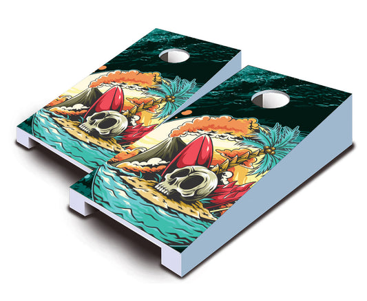"Surfer's Skull Island" Tabletop Cornhole Boards