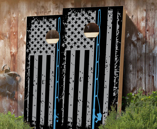 "Thin Blue Fishing Line" Cornhole Boards