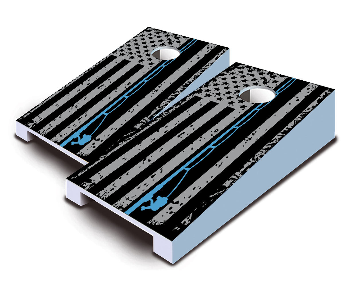 KT Cornhole Skins And Boards American / Blue Lives Flag Cornhole Wrap Decal With Free Laminate Included
