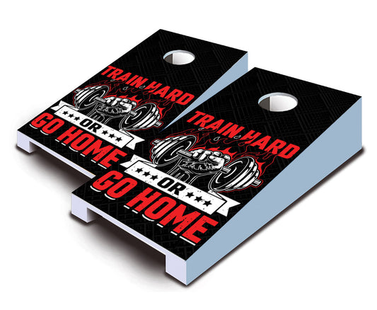 "Train Hard Or Go Home" Tabletop Cornhole Boards