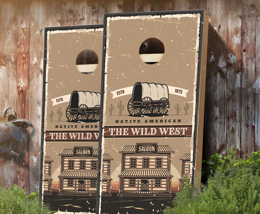 "Wild West Saloon and Wagon" Cornhole Boards